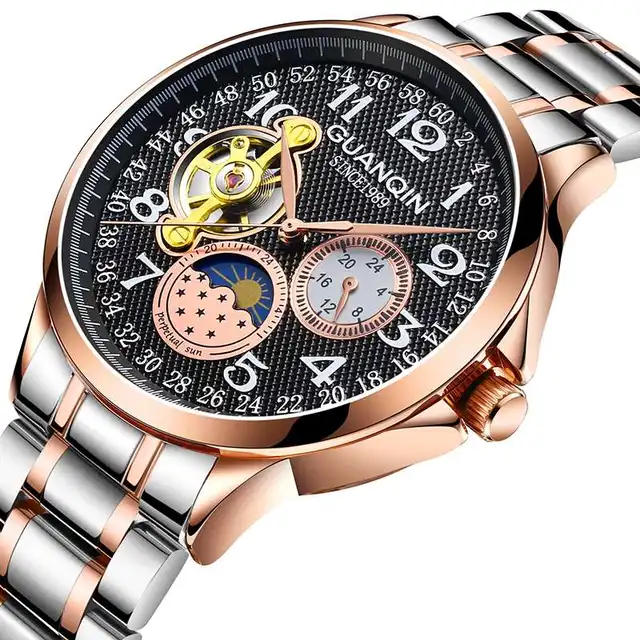 GUANQIN New model automatic business watch men waterproof mechanical Tourbillon men's watches top brand luxury relogio masculino