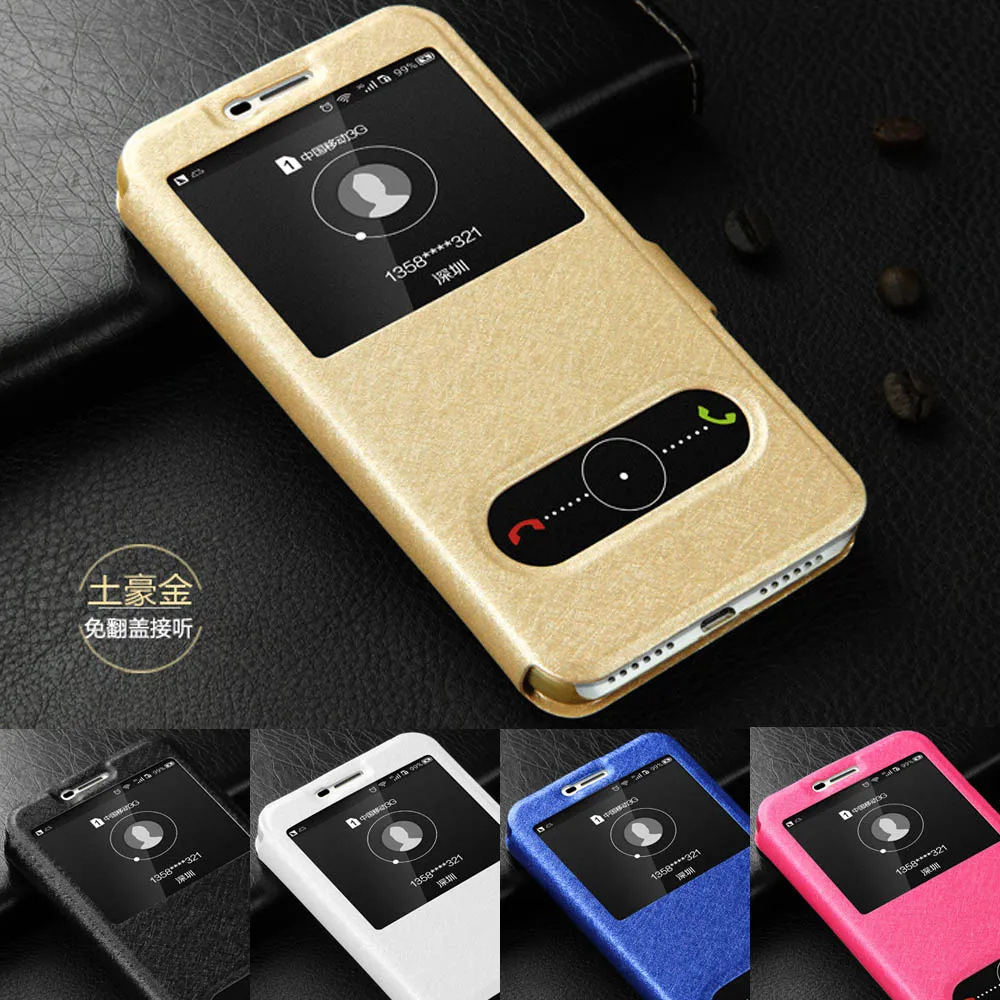 Флип чехол для HUAWEI Y6 pro TIT U02 кожаный с двумя окошками Huawei Enjoy 5 Honor Holly 2 Plus 4C pro|case