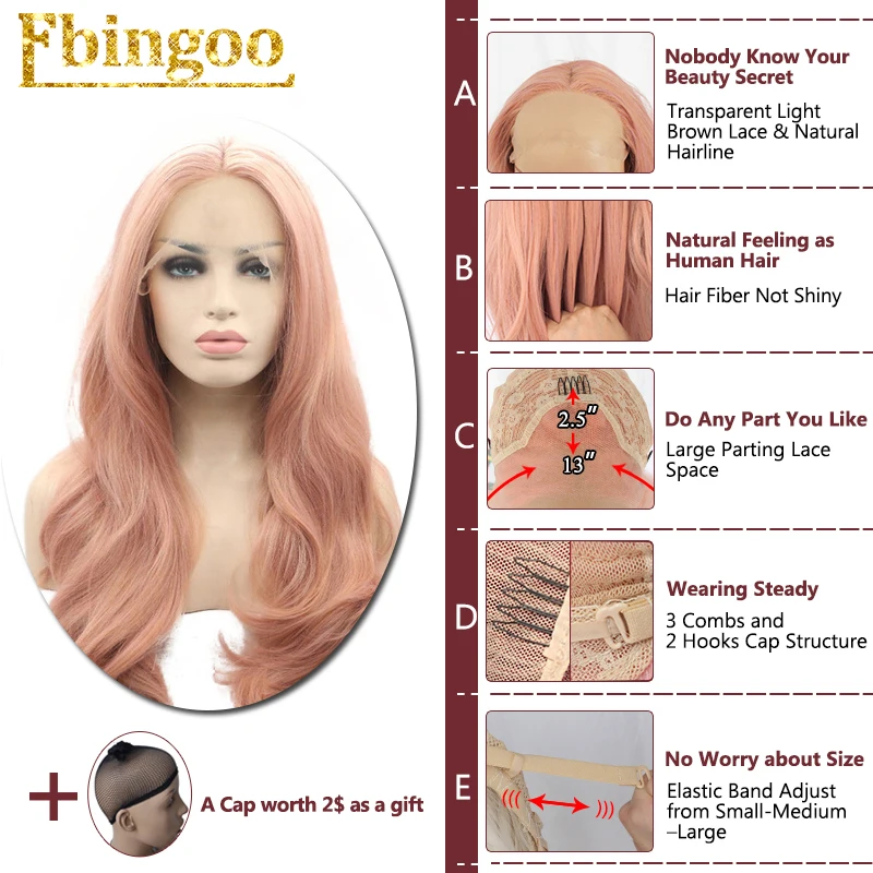 Ebingoo высокое температура волокно Perruque полный Искусственные парики длинные средства ухода за кожей волна розовый синтетический синтетические волосы на