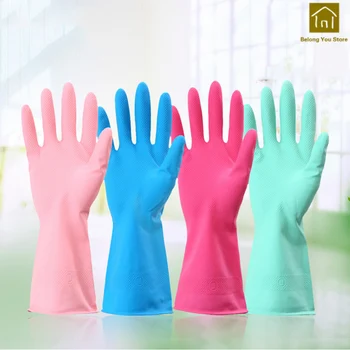 

Thin Breathable Home Waterproof Glove Clean Rubber Long Latex Leather Dishes Washing Gloves Guantes Kitchen Cleaning WKT026
