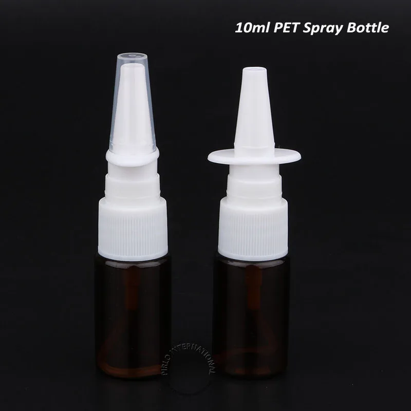 

10cc Empty Plastic Nasal Bottle Mist Spray Pump PET Bottles 10ml Amber Nose Pharmaceutical Atomizer 50pcs/lot