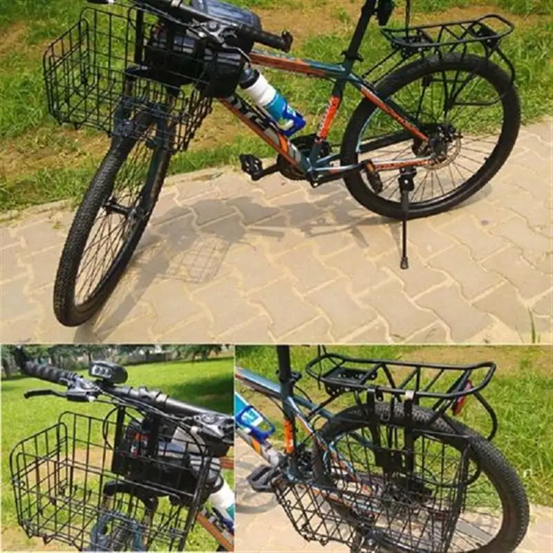 Велосипед складная металлическая проволочная корзина Передняя сумка задняя подвеска корзина для горного велосипеда складной велосипед(черный