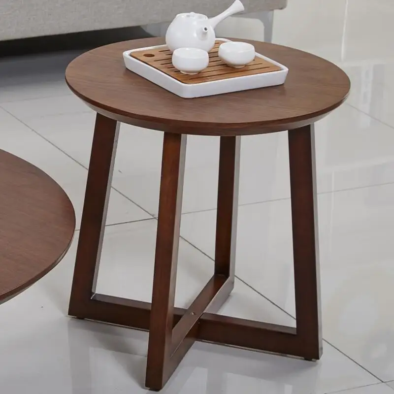 Журнальный столик в скандинавском стиле для гостиной, Круглый Мини-столик из твердой древесины, журнальный столик, простой мобильный балкон, небольшой круглый стол для отдыха