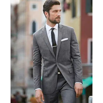 

Hot Rushed Sale Flat Smoking Light Men Tuxedos Wedding Suits Notched Lapel Two Buttons Slim Fit 2 Pieces Suits(jacket+pants)
