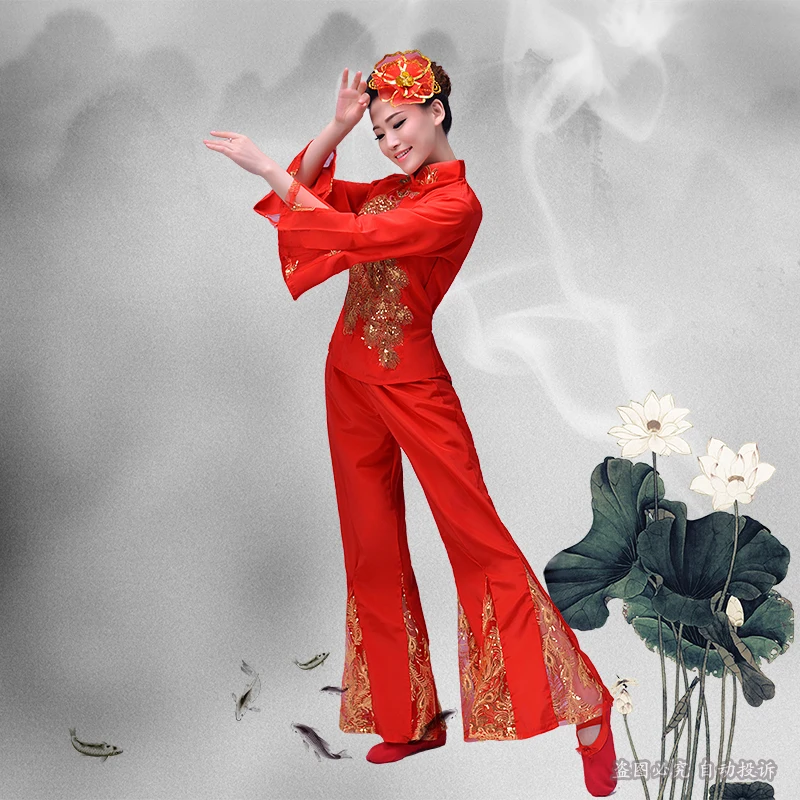 Disfraces Настоящее хмонг одежда новая осень вентилятор танец Китайская народная Yangko Феникс Вышивка Узор сценические костюмы