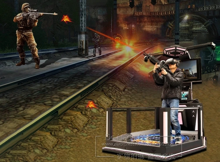 Adults Like Play Amusement Device Realistic Battle VR Walker 9D VR Simulator Games Interactive Gun Fight Arcade Game Machine 2