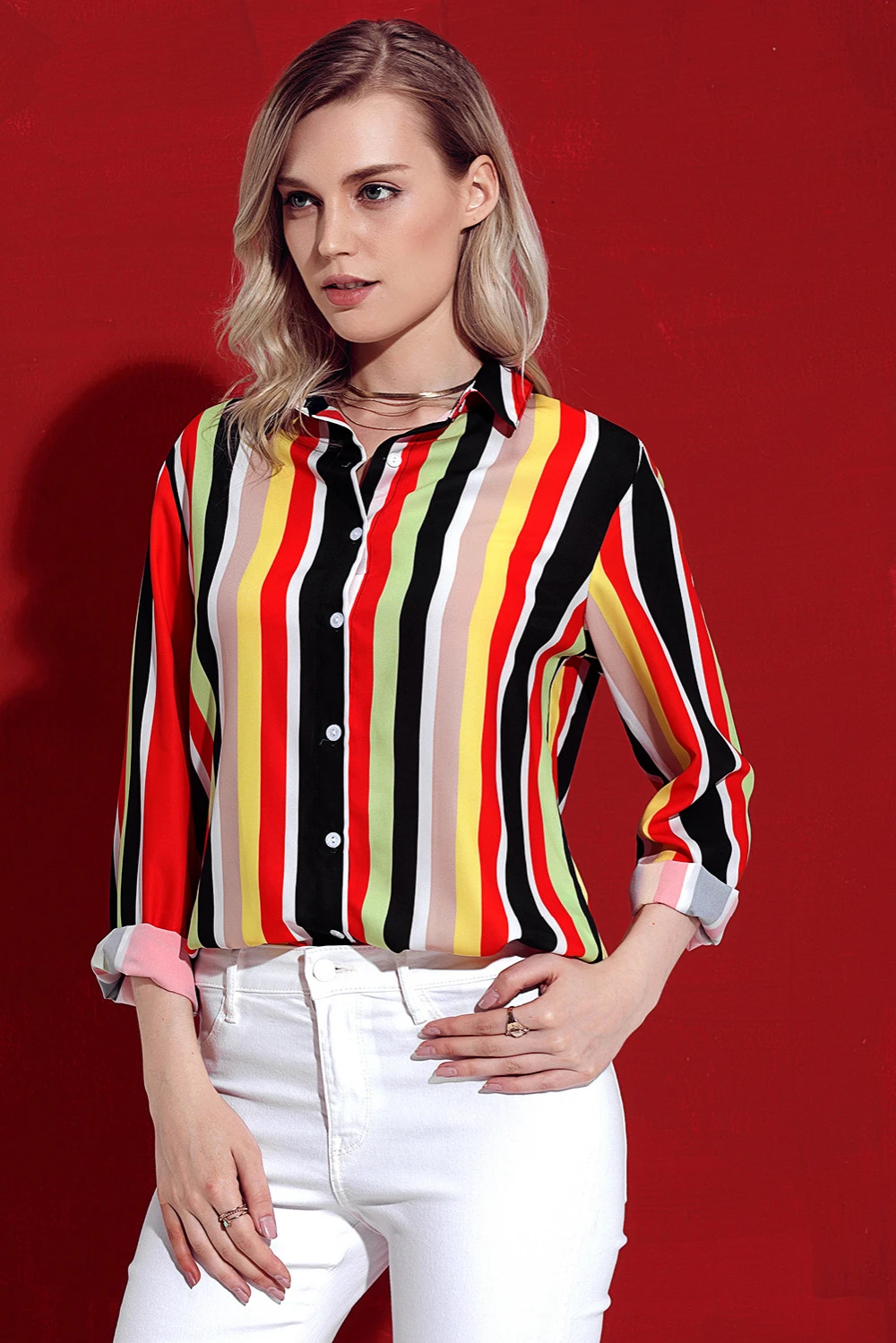 2018 ropa mujer nueva primavera otoño Casual Girl Tops blusa llamativo Zigzag botón camisa de 251153|Blusas camisas| - AliExpress