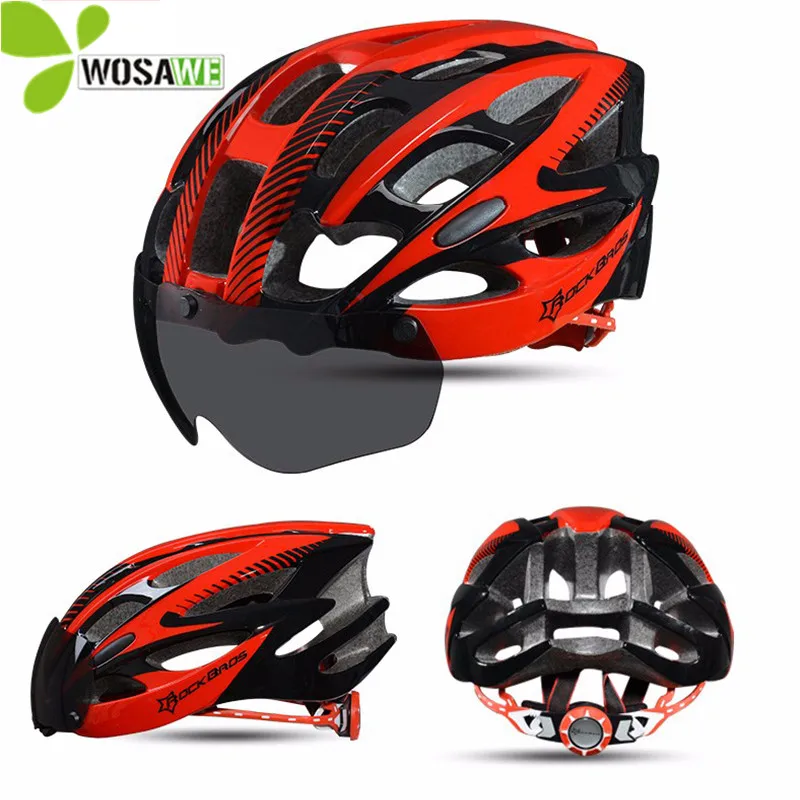 cheap ROCKBROS Men Women Cycling Bike Bicycle Helmets With Glasses Breathable 28 Vent EPS MTB Riding Cycle Head Protection Safety Caps