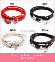 Nuevas mujeres / hombres piratas cuero of the ancla del caribe joyas pulsera pulsera de acero inoxidable de las pulseras para hombres / mujeres