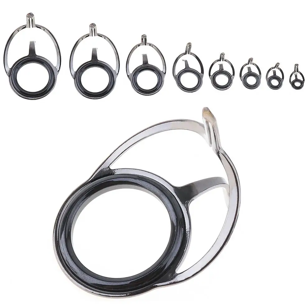 

8pcs Mixed Size Double Leg Fishing Rod Guide Oval Fishing Rod Eyes Guides Line Rings Pole Repair Kits