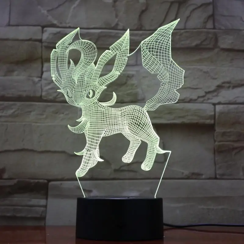 Креативная 3D лампа Покемон фигурки Eevee Leafeon ночной Светильник RGB светодиодный многоцветный мультяшный детский подарок Детская игрушка мальчик гаджет