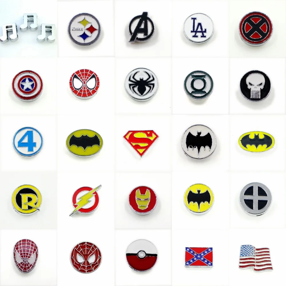 

hero series flags wholesale 5pcs/lot Internal Dia.8mm slide Charms Jewelry Finding fit 8mm wristband pet collar key chain