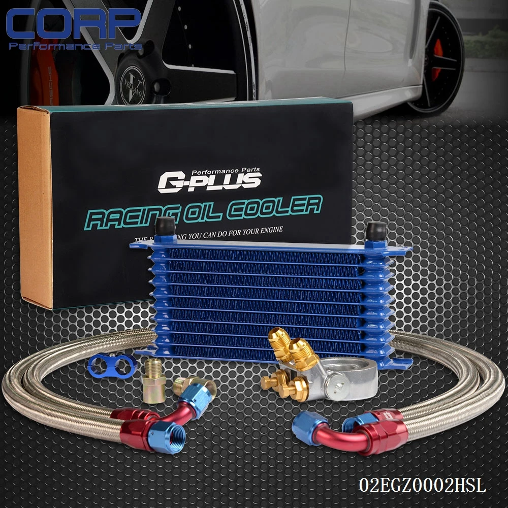 

GPLUS 10 Row Thermostat Adaptor Engine Racing Oil Cooler Kit For CAR/TRUCK SL