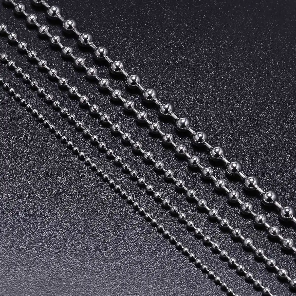 Cadena de bola de acero inoxidable 10yds 1.5 2 2.5 3mm Ancho Cadena de cuentas de rodillo a granel