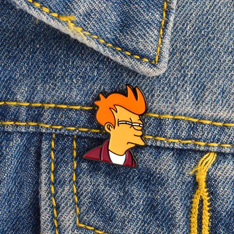 1pchigh качество Philip J. Fry мультфильм ТВ шоу брошь значок жесткая пряжка индивидуальность сшитые мужские и женские декоративные подарки