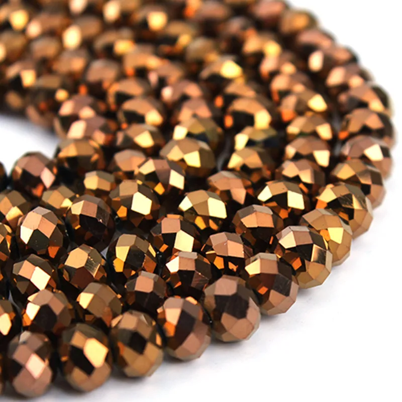 

2strand/pack 4mm 6mm 8mm Brown Faceted Crystal Bicone Round Rondelle Beads For Bracelet Necklace DIY Jewelry Making Findings