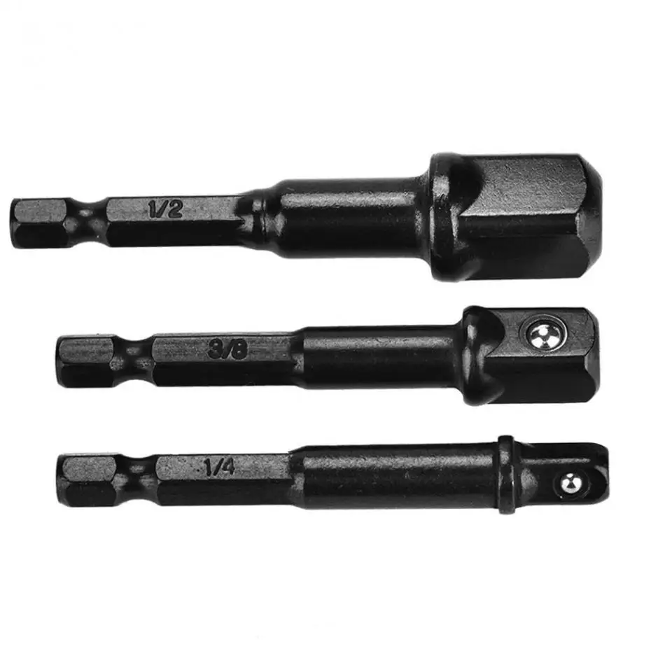 3 шт./компл. розетка адаптер для бит 1/4in шестигранный хвостовик 1/4in 3/8in 1/2in с квадратным носком сверло разъем ведущего колеса адаптер Комплект Высокое качество
