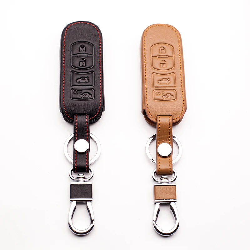 

High-Quality Leather Car Keys Cover 4 Buttons For MAZDA 3/6 / MX-5 Miata (2009-2012) CX-7 / CX-9 (2010-2012) Fob Housing Cage