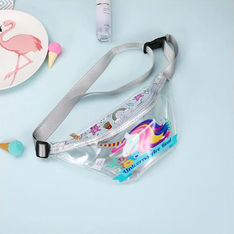Новинка, Модный женский карман с фламинго, прозрачный, ПВХ, спортивный карман для девочек, женская сумка на плечо, диагональная, водонепроницаемая сумка - Цвет: unicorn