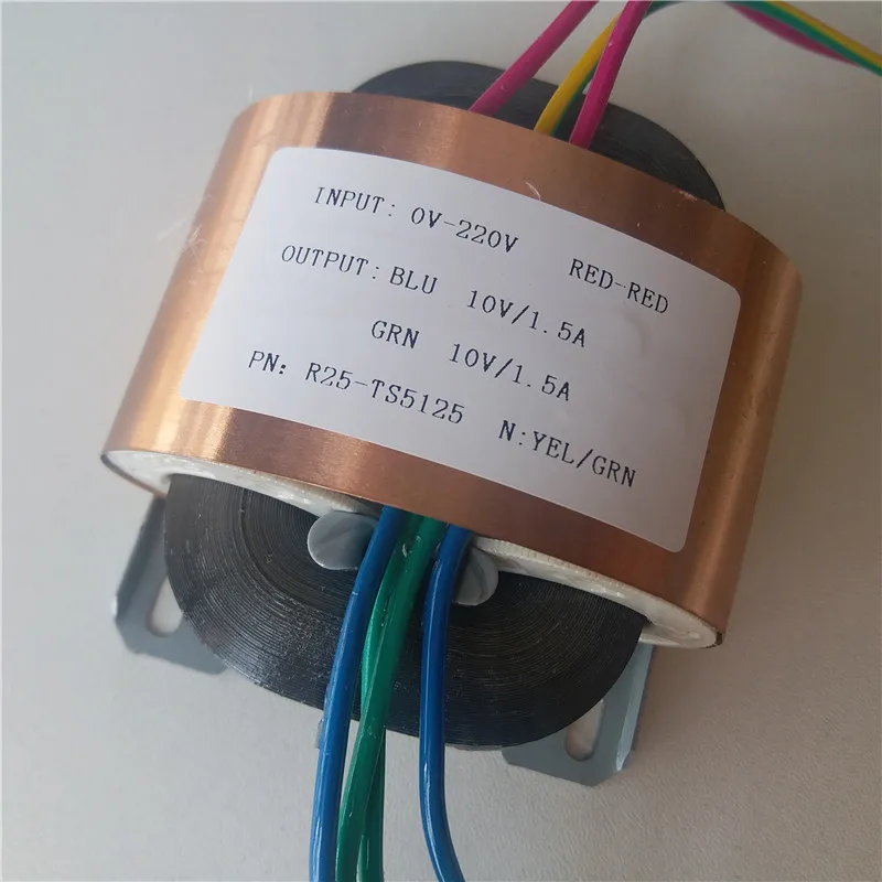 10V 1.5A трансформатор R Core R25 пользовательский 220V 30VA с медным щитом для