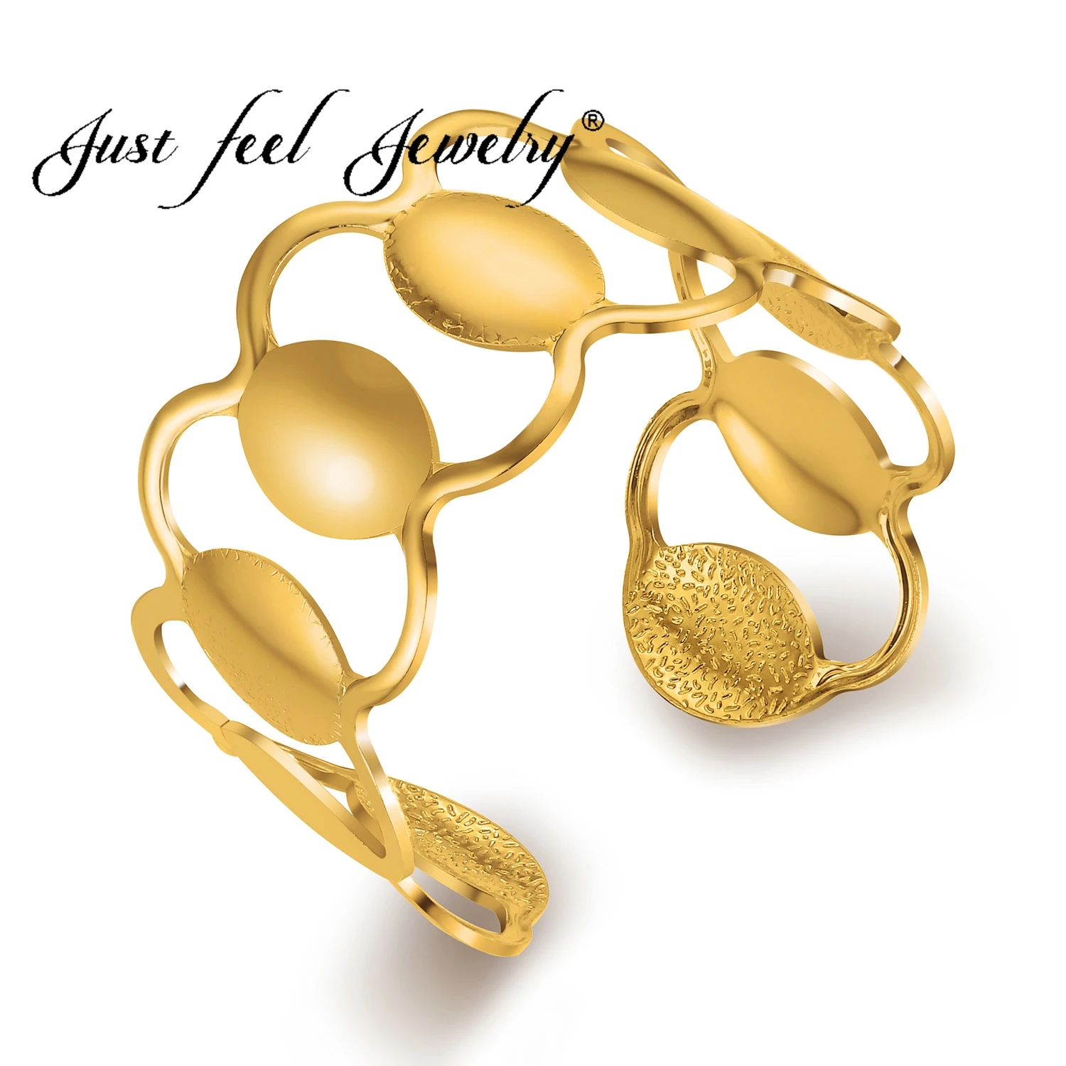 

JUST FEEL Dubai India Jewelry Twisted Spiral Wide Openable Bracelet Charm Multilayer Big Bangles for Woman Wedding Party Jewelry