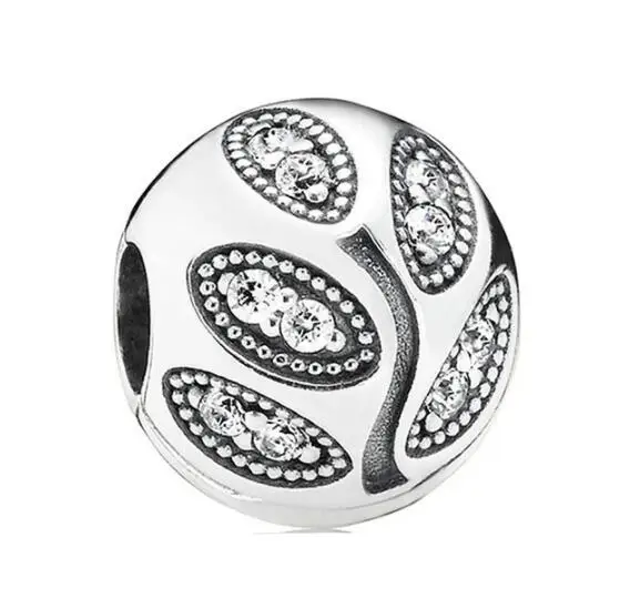 

Authentic 925 Sterling Silver Bead Charm Sparkling Leaves With Crystal Beads Fit Pandora Bracelet & Necklace DIY Jewelry