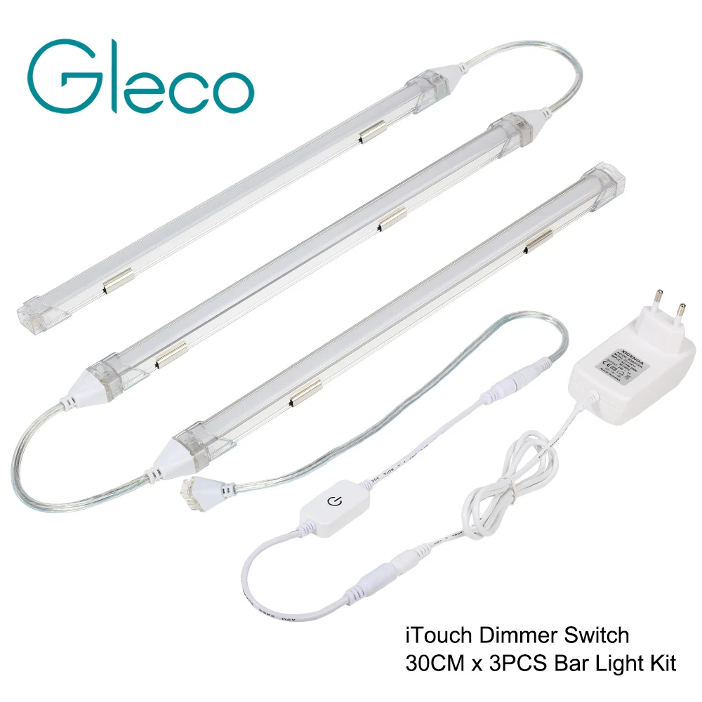 3PCS x30CM Touch Sensor Dimming LED Bar Light with 24V Adapter Seamless