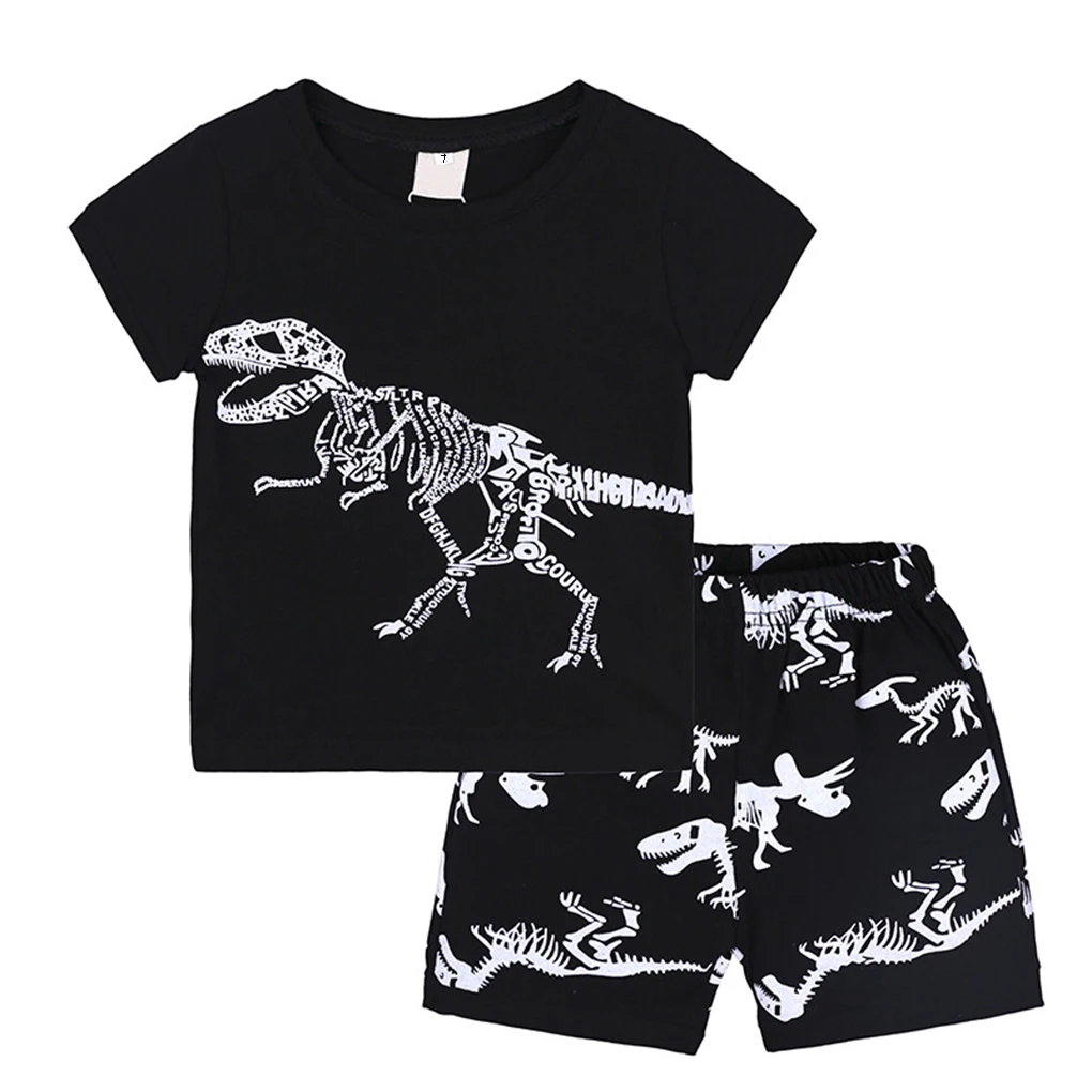 Toddler Kids Baby Boys Pajamas Cartoon Dinosaur Print Tops Shorts Outfits Set Children Summer Casual Outfits