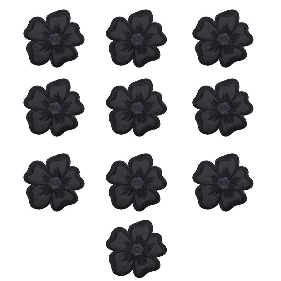 10 шт. вышитые патчи с черными цветами|patch badge|badges for clothingflower patch |