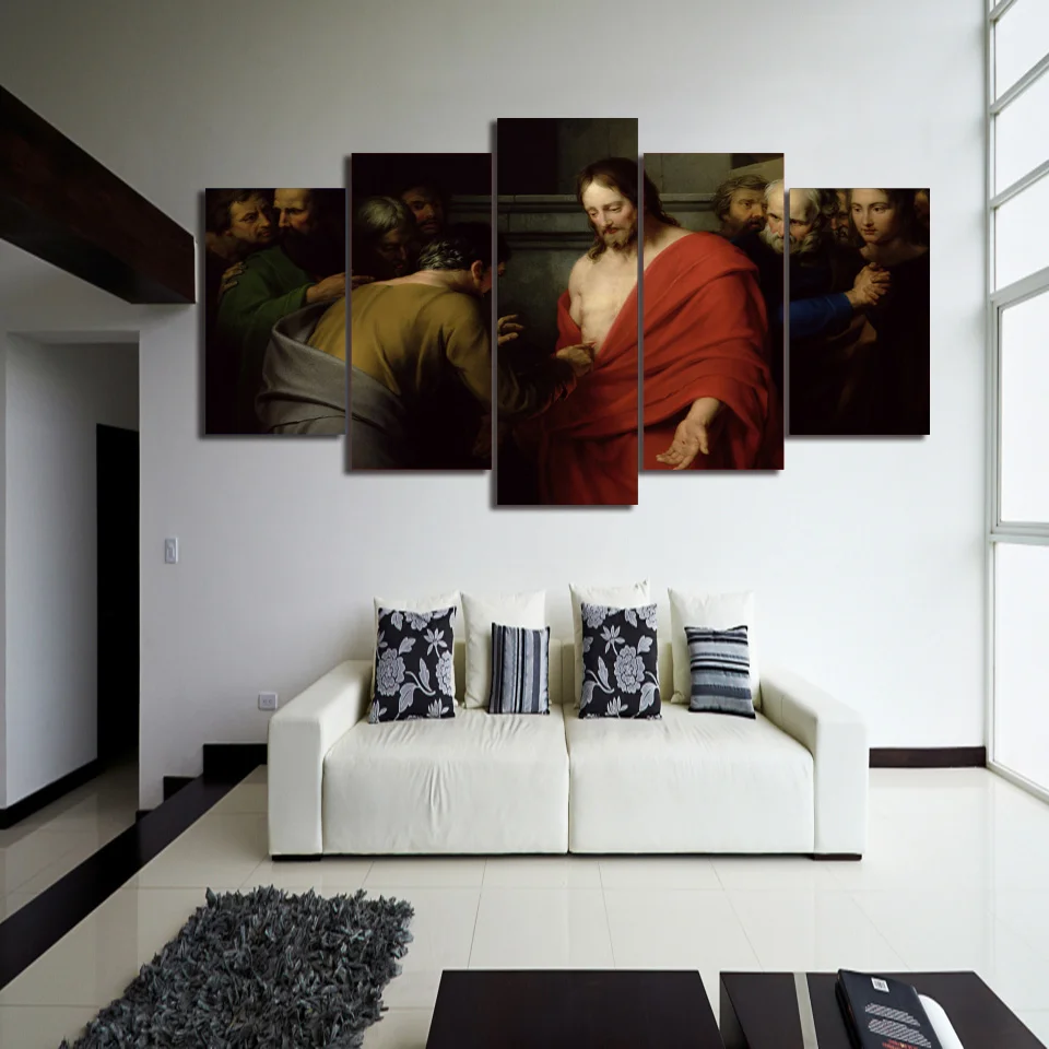 

Frame Painting Wall Art Modular HD Printed Cuadros Modern Canvas 5 Panel Jesus Living Room Pictures Home Decoration Poster