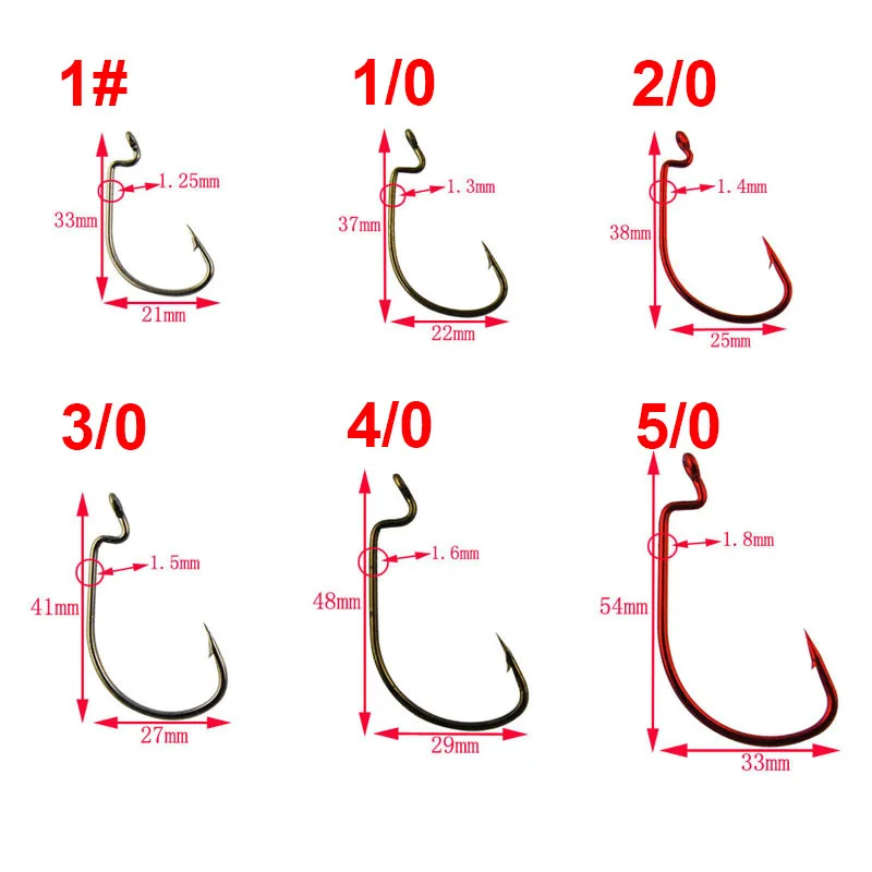 Hyaena 150pcs 7316 High Carbon Steel Fishing Hooks Offset Jig 2X Worm Big Fishing Hook Set With Box Size 1 1/0 2/0 3/0 4/0 5/0