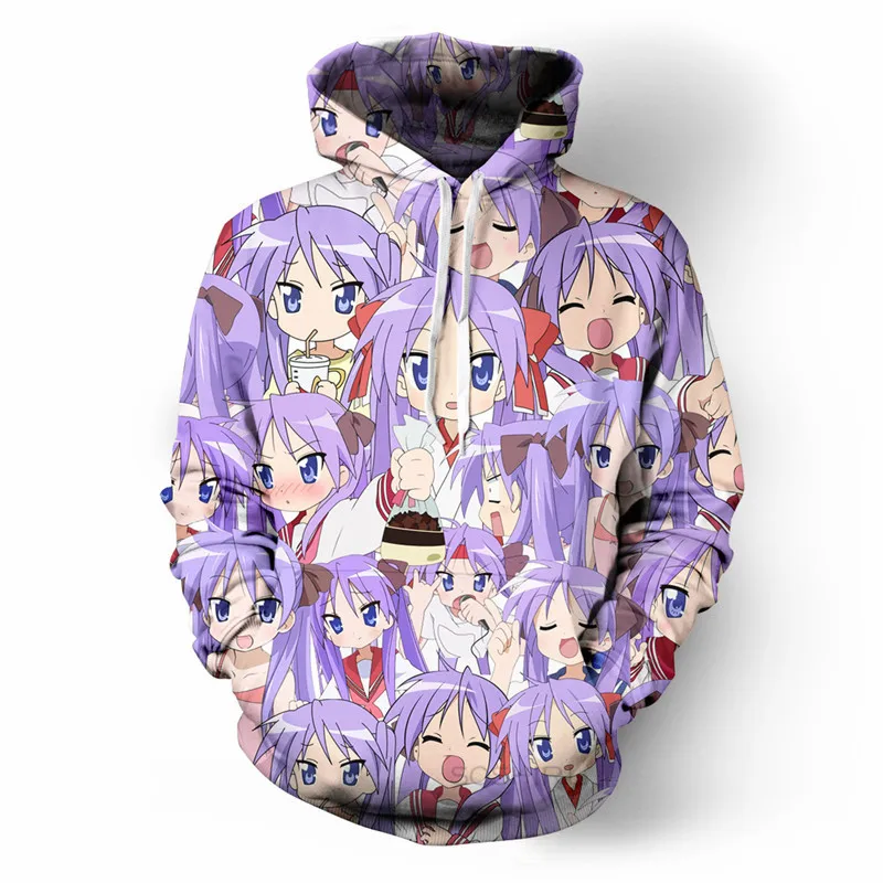 

SOSHIRL Kawaii Anime Cosplay Hoodies Hipster Funny Cool Hiiragi Kagami Hoody Unisex Long Sleeve Streetwear Lucky Star Pullovers