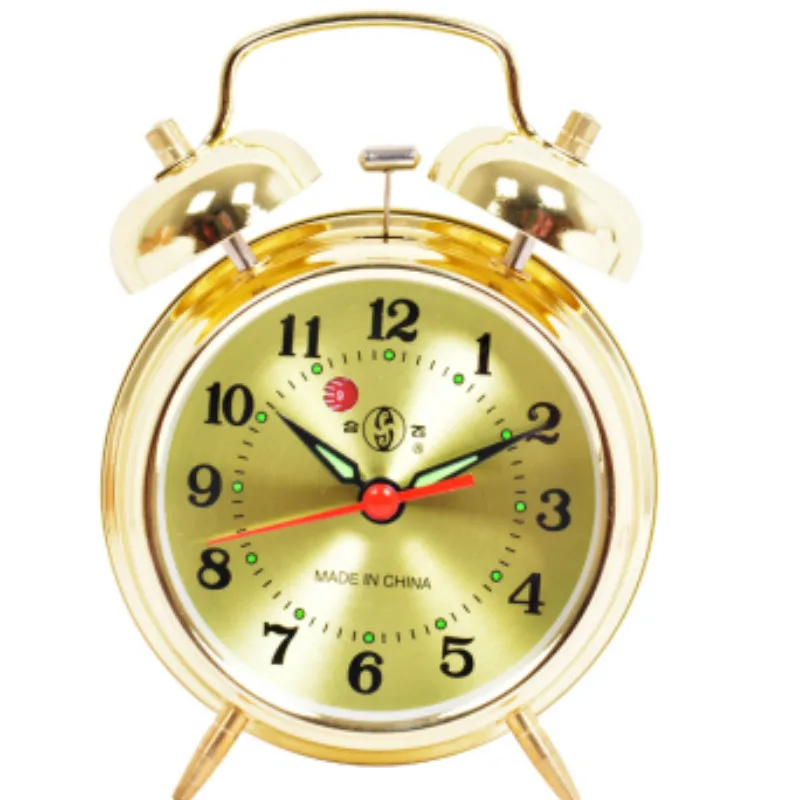 

14*10*5CM LED Bell Mechanical Alarm Clock Copper Core Retro Old Mini Gold Clock