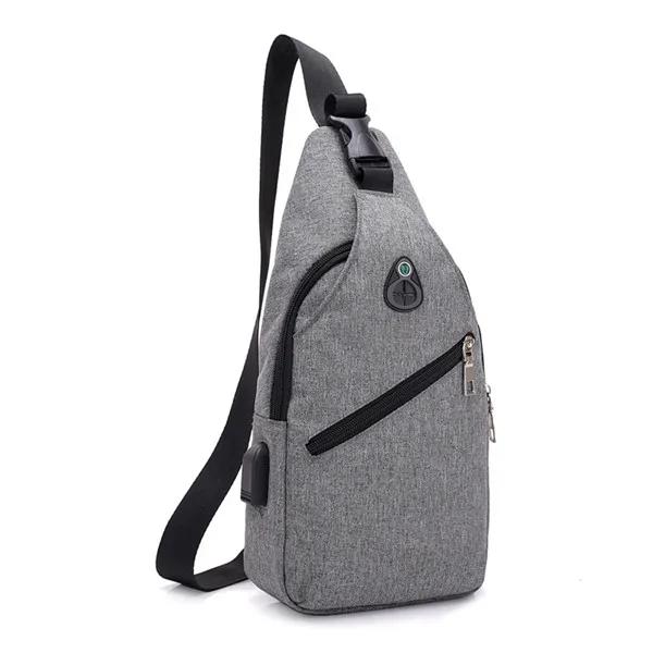 Мужская мода Открытый чистый цвет USB Холст сумка через плечо нагрудная сумка