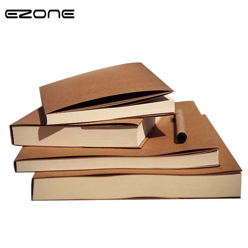 EZONE Creative Notebook Planner Brown/Beige Paper Blank Pages Sketch Note Book Scrapbook Travel Diary School Office Supplies