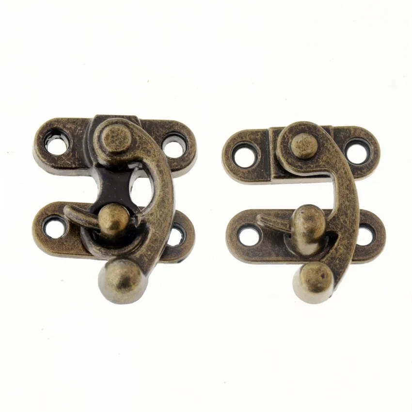 

Free Shipping 1 Set Metal Hook Box Latches Clasp Box Lock Purse Lock Antique Bronze 4 Holes