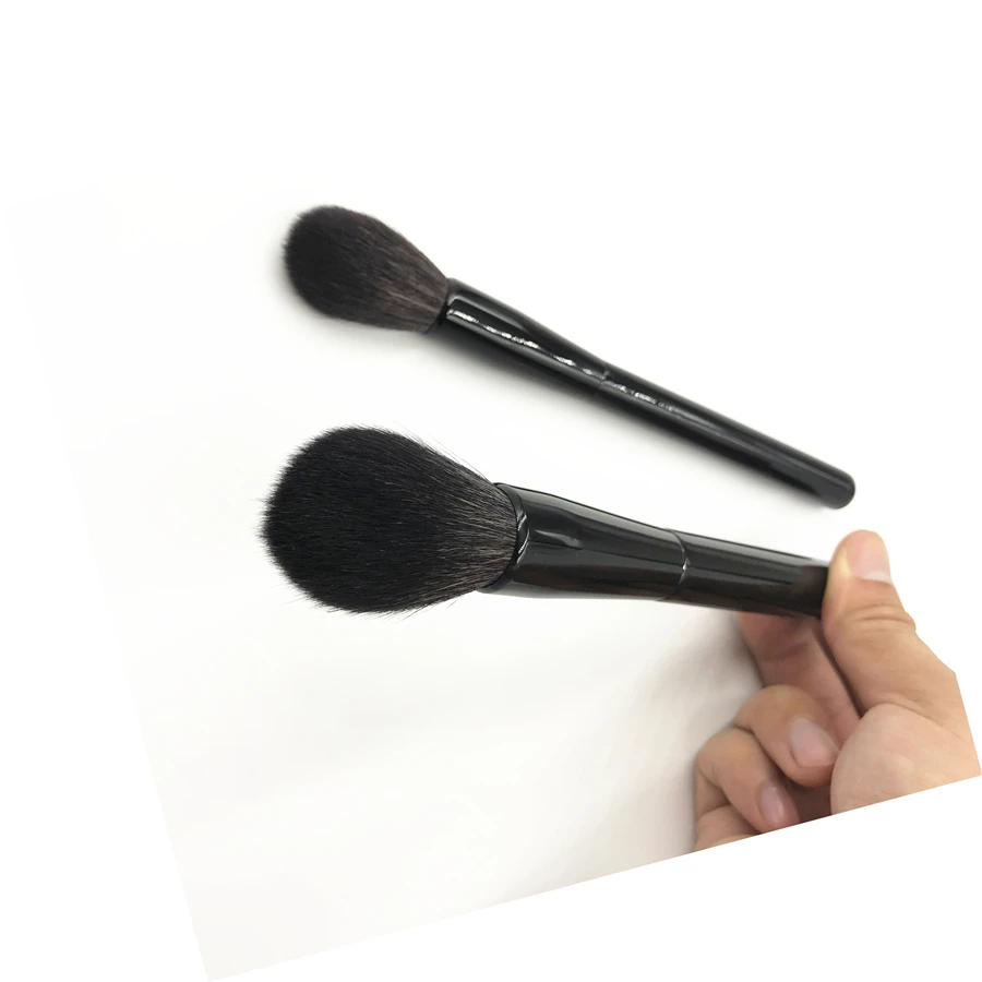 Pêlo de Cabra de Alta Qualidade em pó Escova Densa Natural Macio Rodada Único Grande Solta pó Compacto Blush Iluminador Make up Brush 3 De alta Qualidade Em Pó Escova Densa