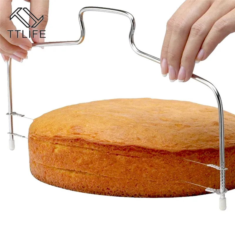 

TTLIFE 1pc Double Line Adjustable Stainless Steel Cake Cut Slicer Device Cake Decorating Mold DIY Bakeware Kitchen Cooking Tool
