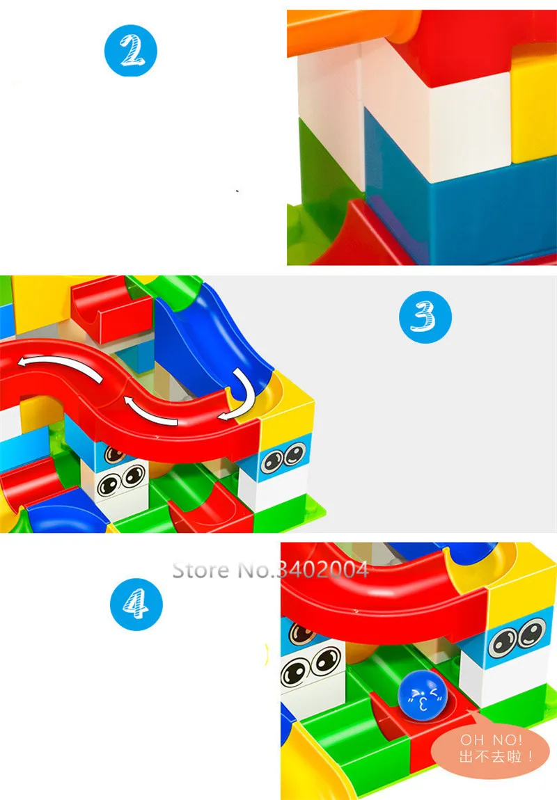 Blocos de Construção Tijolos para Crianças Mármore Corrida Labirinto Bola Pista Modelo Duplo Conjuntos Funil Slide Brinquedos 54 Pcs 8 Cheap Blocos