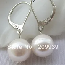 Hj 00211 10 мм белый круглый болтаться серьги 925sc