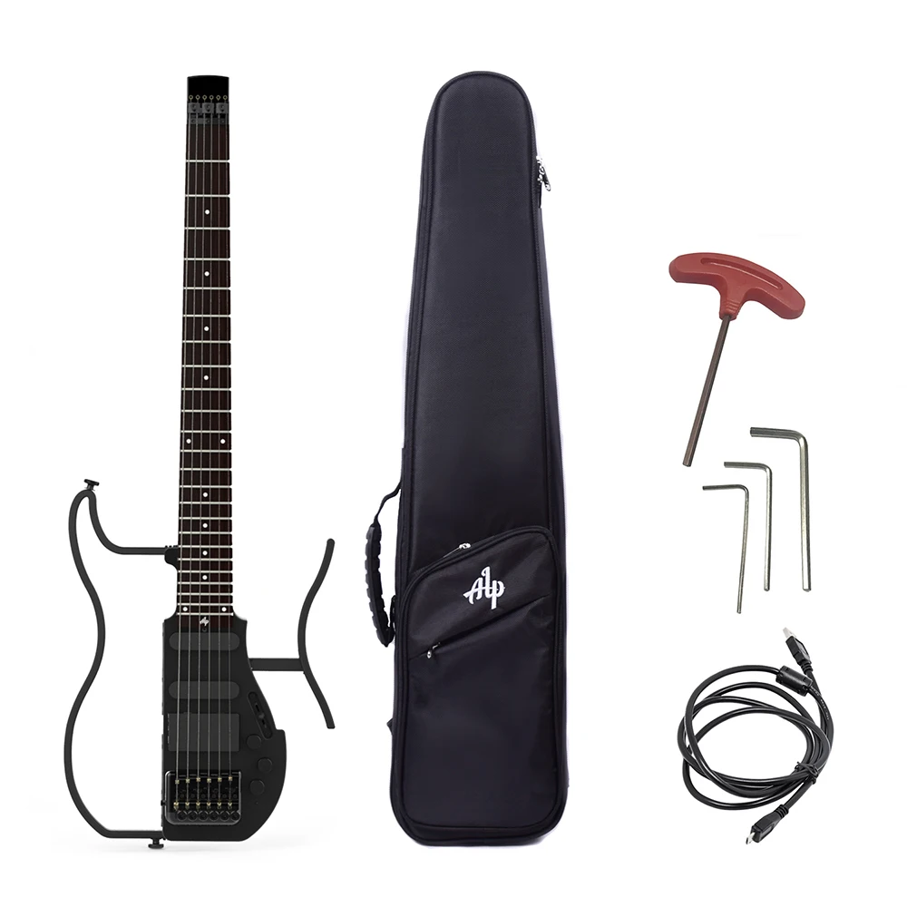 

ALP AD-80 Professional Foldable Headless Electric Guitar Built-in Headphone Amplifier & lithium Battery with Bag pickup volume