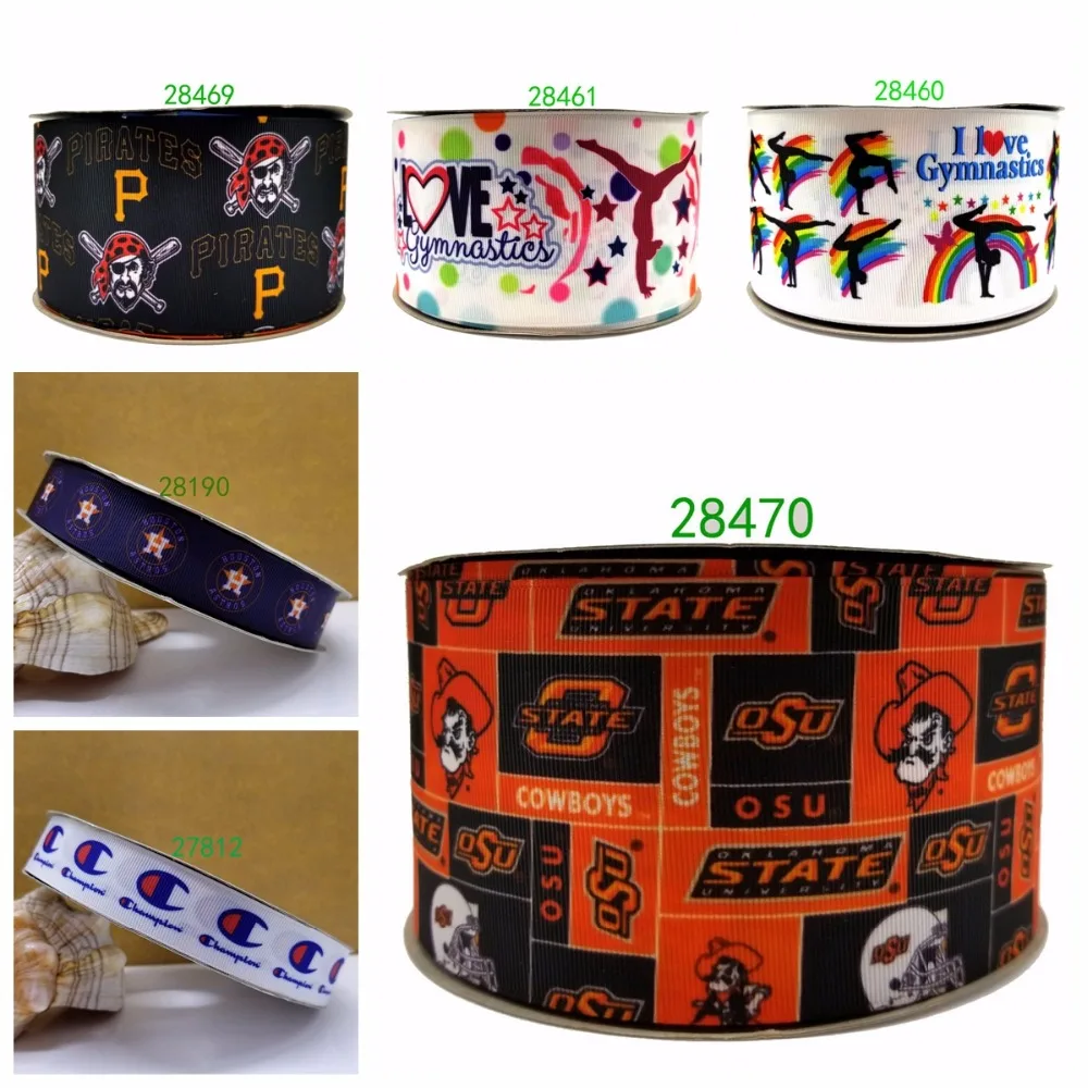 

Free shipping 50 yard per size sport ribbon printed grosgrain ribbon 28470