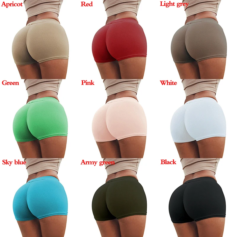 soffe shorts Hot Women Casual Solid Elastic High Waist Push Up Fitness Shorts Running Gym Stretch Sports Short Pants Breathable Clothing plus size clothing