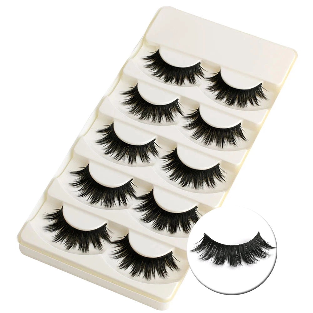 

5 Pairs Soft Long Makeup Cross Thick False Eyelashes Natural Handmade Eye Lashes Extension Make Up Beauty Tools