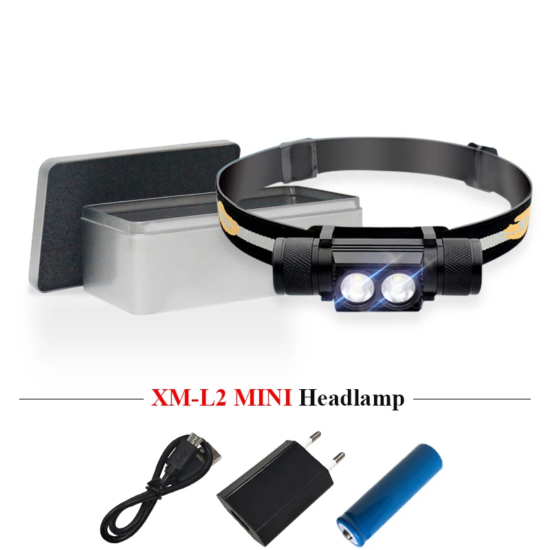 

high quality headlamp cree xm l2 led headlight waterproof Head flashlight torch micro USB head light 18650 battery camping light
