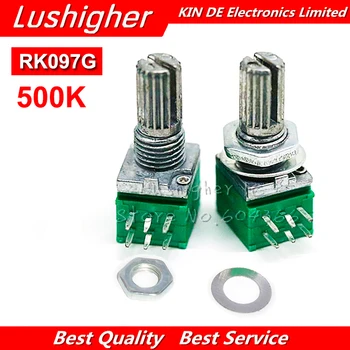 

5pcs RK097G 500K Single Linked Potentiometer B500K With A Switch Audio 6pin Shaft 15mm Power Amplifier Sealing Potentiometer