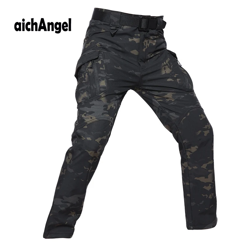 

IX9 Shark Skin Softshell Military Tactical Pants Men Waterproof Military Cargo Fleece Pants Winter Warm Combat Trousers