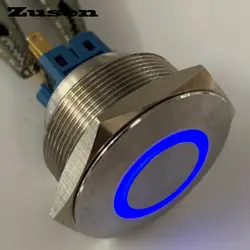 Zusen 30 мм 2no2nc нержавеющая сталь кольцо с подсветкой Мгновенный кнопочный переключатель (GQ30F-22E/B/12 V/S)