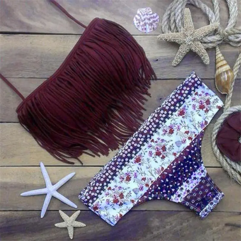 

2018 New Women Sexy Bikini Set Fringed Tassel Swimwear Swimsuit Bathing Suit