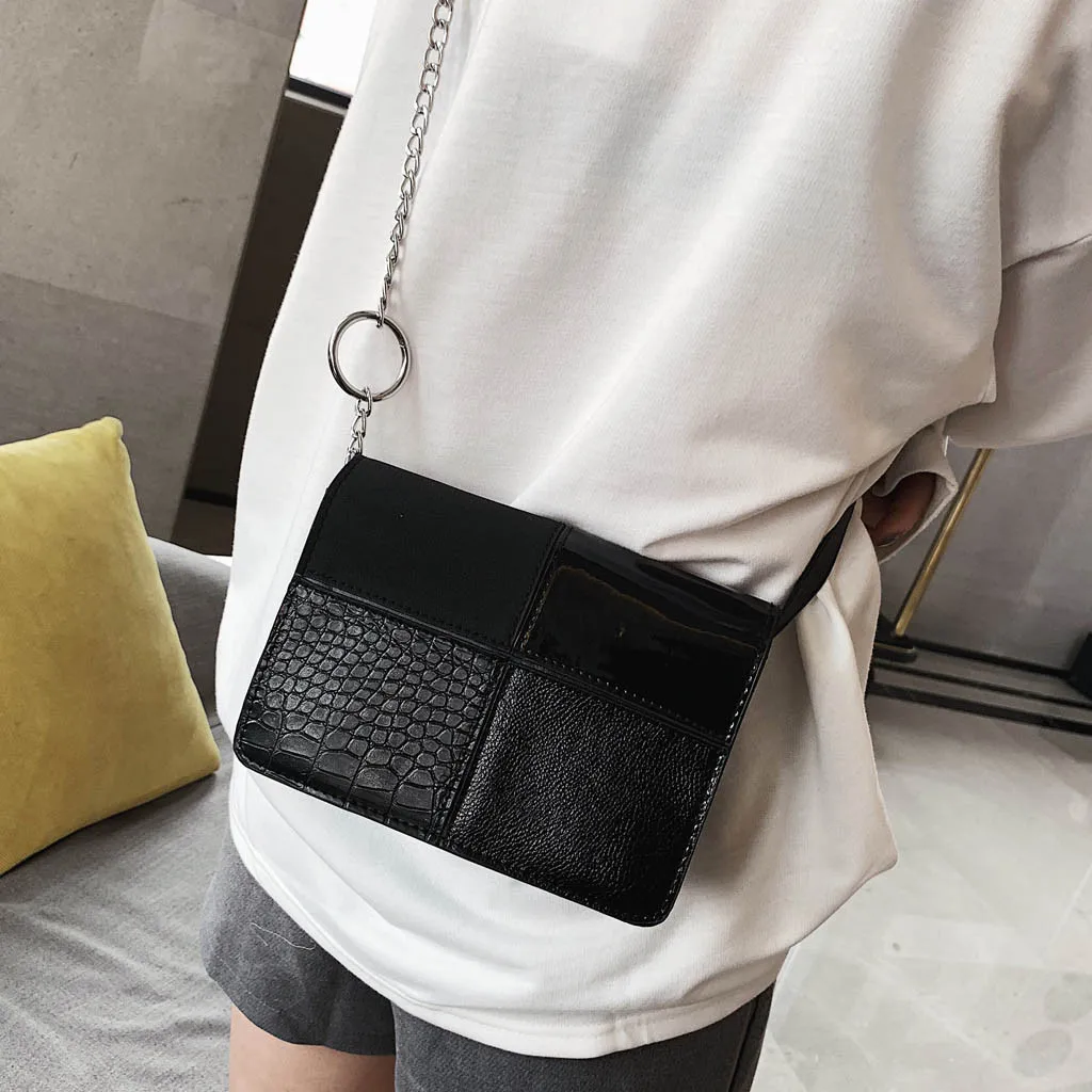

Fashion Quality Leather Patchwork Women Messenger Bag Female Chain Strap Shoulder Bag Small Criss-Cross Ladies Flap Bag Shoulder